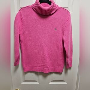 Lauren Ralph Lauren Pink Knit Sweater Women’s M 100% Cotton 3/4 Sleeve